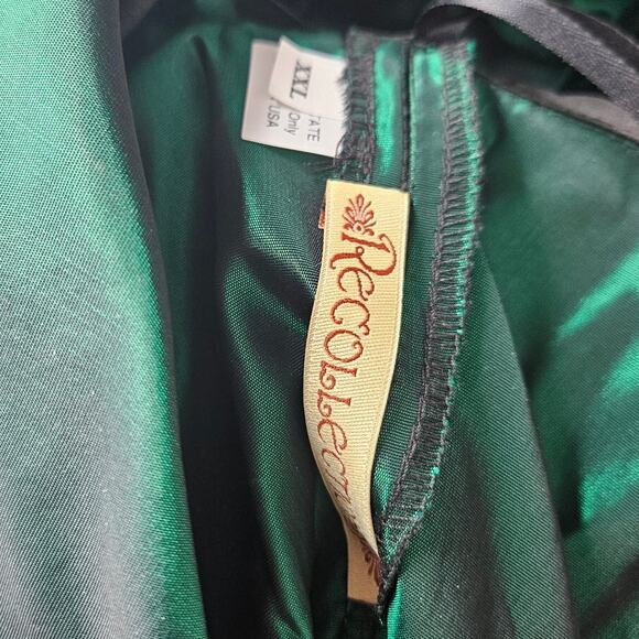 Recollections XXL Emerald Green Taffeta Victorian Reproduction Dress Ball Gown - Picture 3 of 4